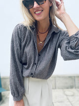 Claude-Stoneline Blouse Coffee Stripes